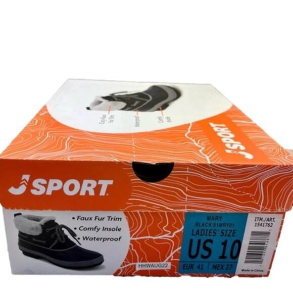 JSport Women's Short Duck Black Shoes Boot Ladies Size 10 NEW NIB - Picture 3 of 10